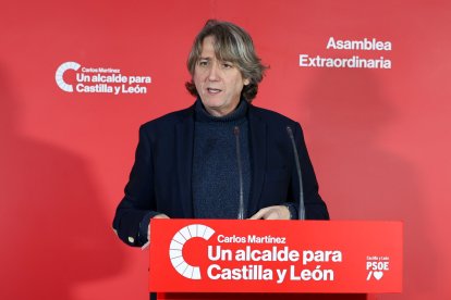 El secretario general del PSOECyL y candidato de la Presidencia de la Junta, Carlos Martínez, en la Asamblea Extraordinaria del PSOE de Soria.