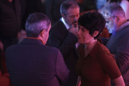 La ministra Elma Sáiz en un acto de homenaje a Pablo Iglesias, fundador del PSOE y de la UGT.