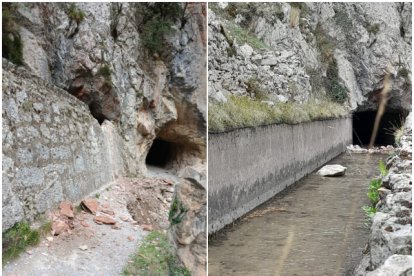Detalle de las rocas caídas en el Cares.