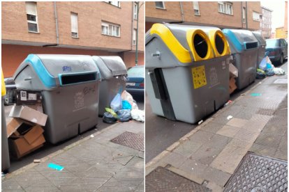 Basura acumulada junto a contenedores en el Polígono 58.