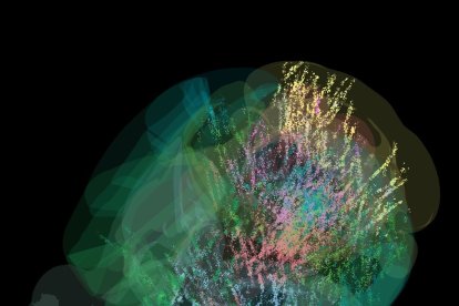 Una imagen del cerebro con las neuronas iluminadas por colores.