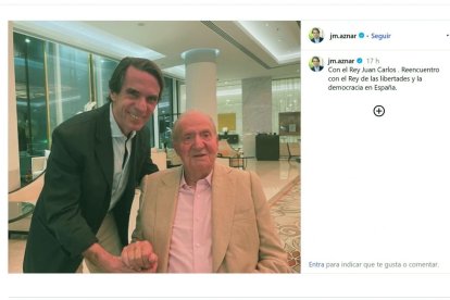 Imagen de la foto que José María Aznar ha colgado en su cuenta de X.