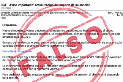 Alerta por un intento de estafa que suplanta la identidad a la DGT.
