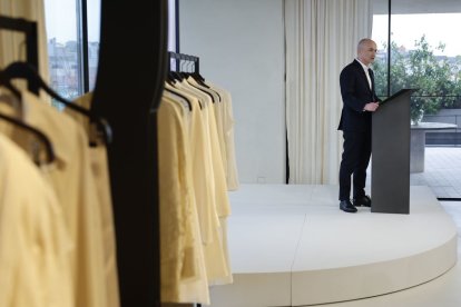 García Maceiras presenta los resultados de Inditex en una tienda de Zara en Madrid.