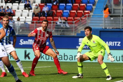 Unai Marrero, en su debut en 2ª División contra la Deportiva hace cinco años y medio.