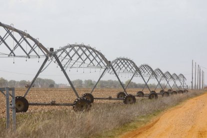 Instalación de regadío en una tierra de cultivo.