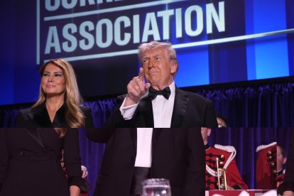 Melania Trump y Donald Trump en la cena de la Asociación de Corresponsales de la Casa Blanca.