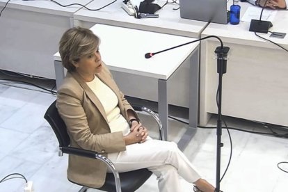 Soraya Sáenz de Santamaría declarando como testigo este lunes en el juicio del caso Kitchen.
