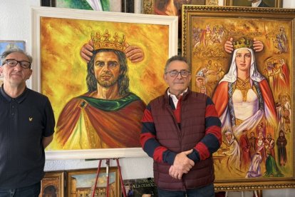 Manuel Romero y Luis Zotes en el estudio del pintor.