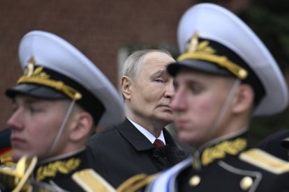 Putin ayer, durante la parada militar.