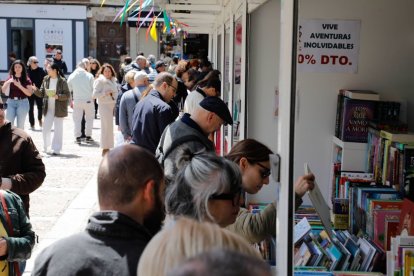 Muchas personas se acercan interesadas a mirar libros en los diferentes stands.