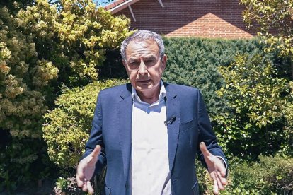 Captura del video enviado por el expresidente del Gobierno José Luis Rodríguez Zapatero
