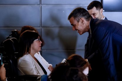 Pedro Sánchez en un encuentro en el Imserso sobre políticas de discapacidad.