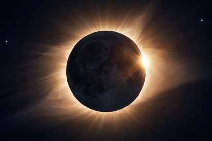 Recreación digital de un eclipse solar.