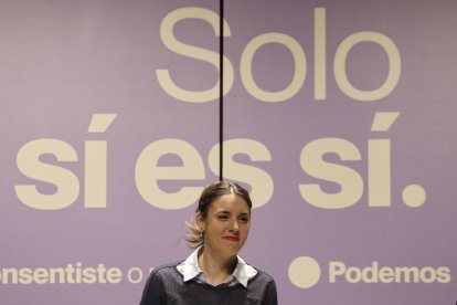La exministra de Igualdad Irene Montero en el acto ‘¿Consentiste o no? Solo sí es sí’, organizado por Podemos en 2023.