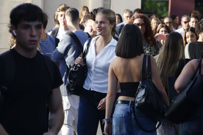La princesa Leonor a su llegada este lunes al Campus de Getafe de la Universidad Carlos III donde cursará el grado de Ciencias Políticas.
