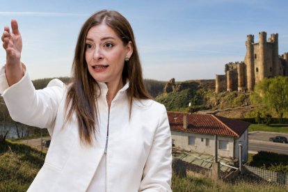 Ester Muñoz tiene raíces familiares en Valencia de Don Juan, cuyo castillo de Coyanza aparece en este montaje realizado con IA