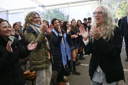 Patti Smith durante un encuentro con estudiantes en Mieres.