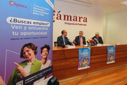 Marco Morala, Javier Sanz y Eduardo Diego, en la presentación de la Feria del Empleo, Innovación y Emprendimiento.