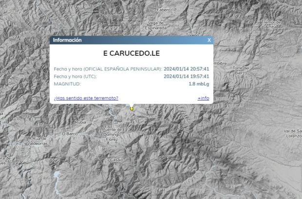 Terremoto registrado en Carucedo. DL