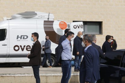 Pedro Sánchez, esta mañana en León. MARCIANO PÉREZ