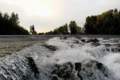 'Caminando sobre las aguas (2)'. De Miguel Gutierrez Garcia. . En la presa de Villoria de Órbigo.