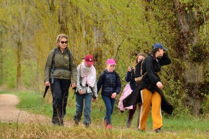 La reina Matilde con parte de su familia realiza un tramo del Camino de Santiago en 2019. DL