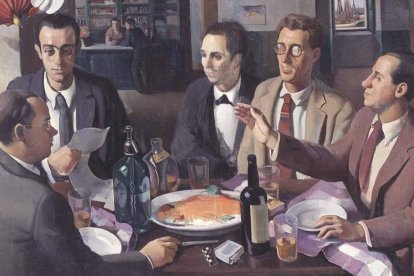 Obra de la colección del Museo Reina Sofía. Retrata en él a Lorca, Gómez de la Serna, Salinas, Guillén y Rosales. DL