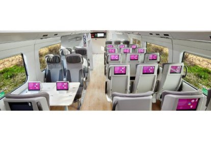 Interior de unos de los vagones, que cambian de configuración. TALGO