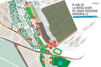Mapa con los puntos donde se colocaron los husos. DL