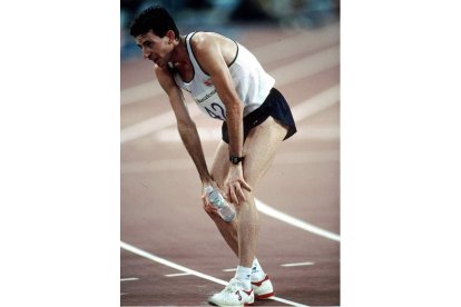 Rodrigo Gavela a su llegada de la maratón de Barcelona’92. DL