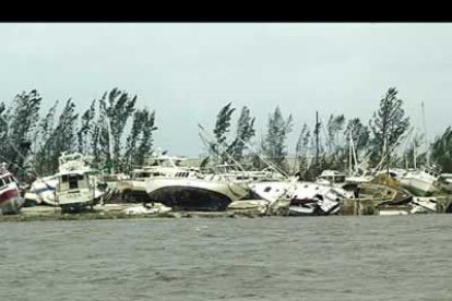 La fuerza del viento arrancó de cuajo muchos árboles y provocó muchos destrozos en la costa.