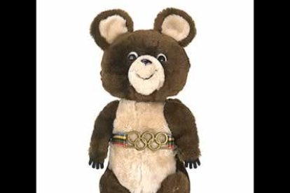 El oso Misha fue una creación del afamado ilustrador infantil Victor Chizikov. Su nombre completo era Mikhail Potapych Toptygin. Tenía una pareja, la foca Vigri, que se ocupaba de los deportes náuticos.