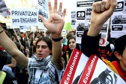 Manifestación de estudiantes en Madrid. Foto: DAVID CASTRO