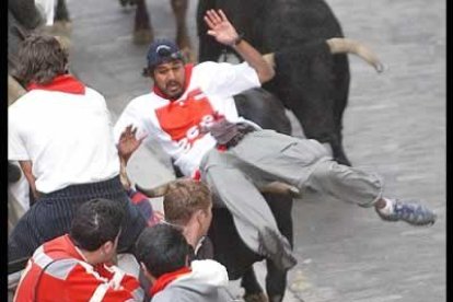 En el sexto encierro de los Sanferminez, los toros de la ganadería gaditana de 