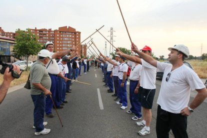 Mineros durante la III Marcha Minera. NOBERTO