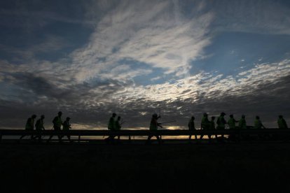 Mineros durante la III Marcha Minera. NOBERTO