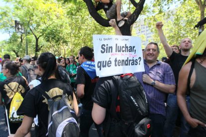 Llegada de los mineros al centro de Madrid. NOBERTO