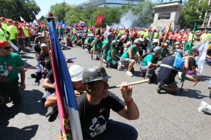 Llegada de los mineros al centro de Madrid. NOBERTO