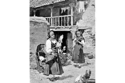 Leonesas hilando. COLECCIÓN J. LAURENT / J. AGRASOT