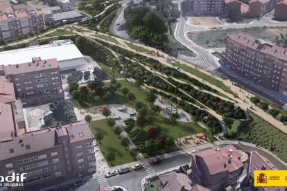 El mismo sector, tras la intervención, en una imagen recreada. ADIF