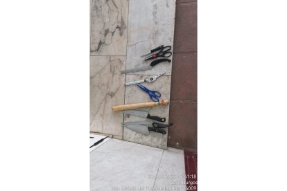 Armas que mostraron los okupas. DL