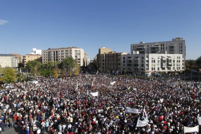 Los mineros de la II Marcha Negra toman Madrid en otra imagen que quedó para la historia. JESÚS F. SALVADORES