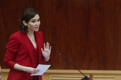 Isabel Díez Ayuso, hoy en la Asamblea de Madrid. EFE
