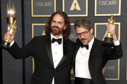 Leo Sanchez y Alberto Mielgo, ganadores por el corto animado 'El limpiaparabrisas'. DAVID SWANSON