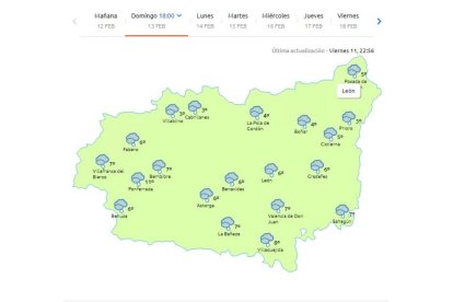 Predicción de eltiempo.es para el domingo a las doce de mediodía. ELTIEMPO.ES
