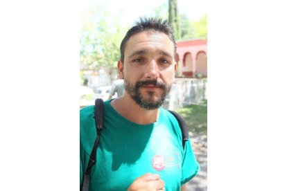 Juan Menéndez, minero de la Hullera Vasco leonesa, en la III Marcha Minera.