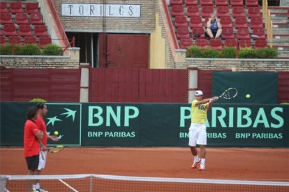 Nadal se ha entrenado esta misma tarde en Los Califas 17 horas después de caer ante Djokovic.