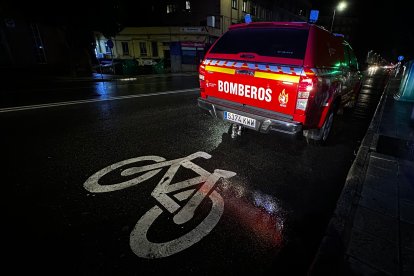 Intervención de los Bomberos de León en la ciudad a causa de las fuertes rachas de viento. BOMBEROS DE LEÓN