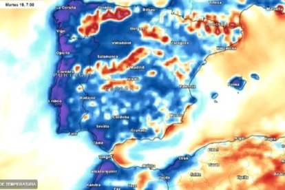 Previsión de temperaturas para este martes. METEORED